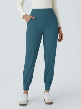 HALARA Teal High-Waist Joggers with Patch Pockets